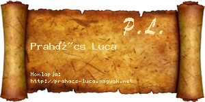 Prahács Luca névjegykártya